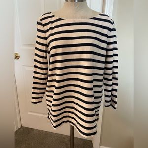 J.Crew, 100% cotton top, size: L, boat neck, 3/4 sleeve